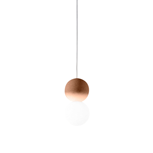 Sfera - Lampada a sospensione singola con sfera in cemento rosso e vetro opale - 1XG9 max 1X7W, montatura bianca, IP20