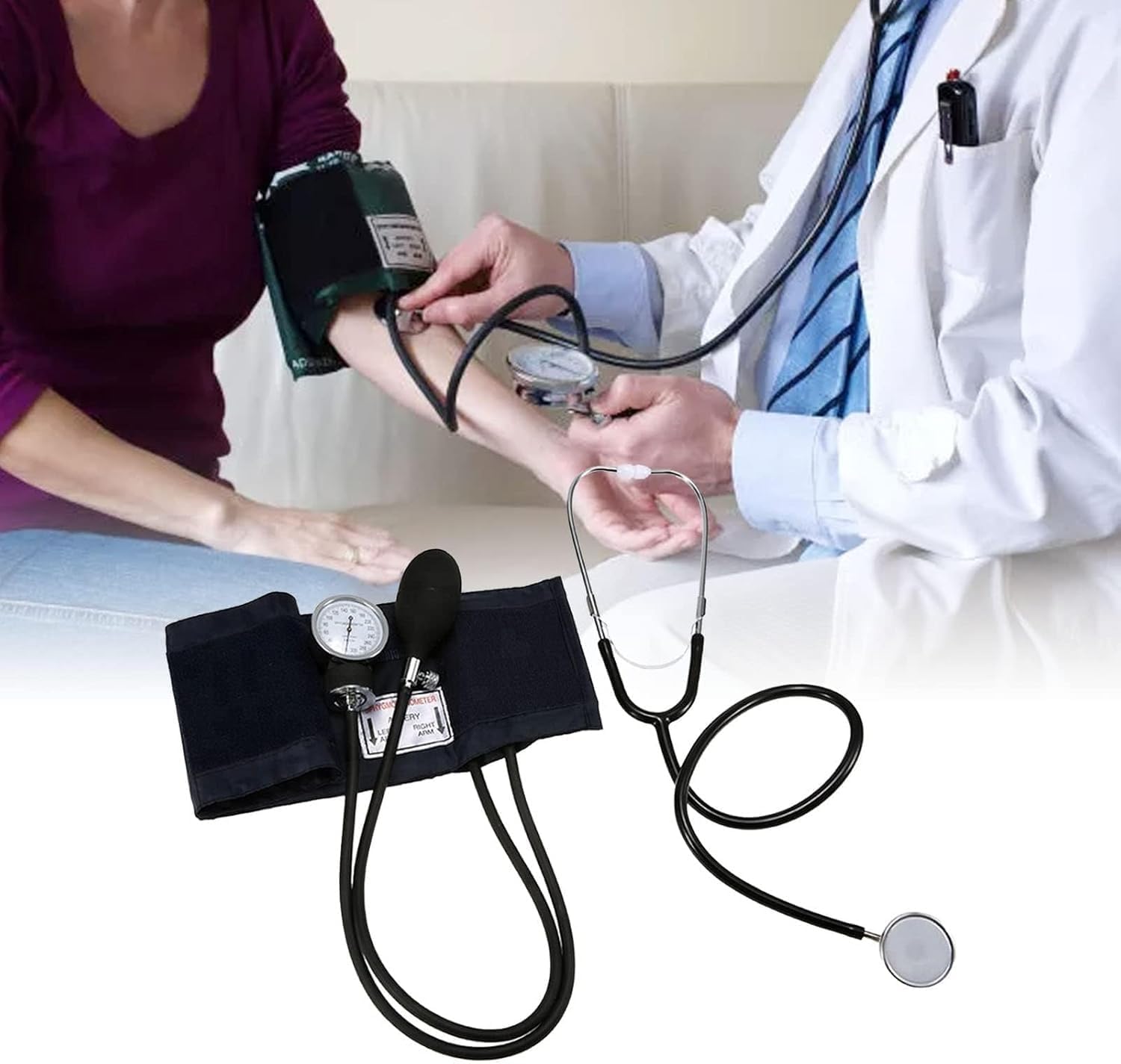 SFIGMOMANOMETRO ANEROIDE MISURATORE DI PRESSIONE CON STETOSCOPIO