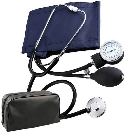 SFIGMOMANOMETRO MISURATORE PRESSIONE ANEROIDE CON STETOSCOPIO POMPA PRESSIONE