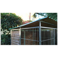 Recinto per cani 3x2 metri zincatura a caldo con copertura retro & 1 metro laterale in legno