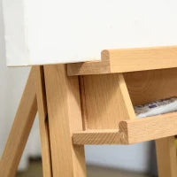 Cavalletto per Artisti su Ruote, Pieghevole, per Tele da Pittura fino a 118 cm, in Legno di Faggio, Legno Naturale