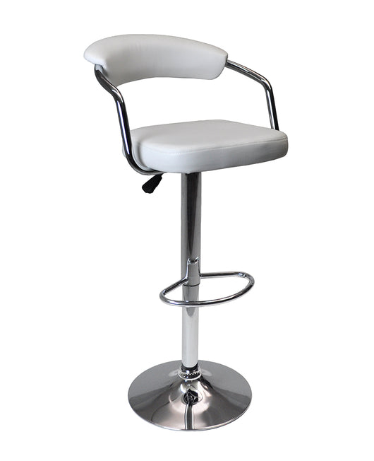 Sgabello da bar cucina con schienale e braccioli regolabile girevole in ecopelle bianco - Nuoro - SG-08ENU