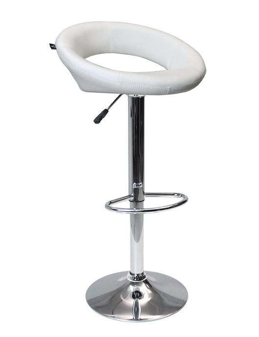 Sgabello da bar cucina regolabile girevole in ecopelle con schienale e poggiapiedi mod.Olbia - Colore: Bianco - SG-08EOT