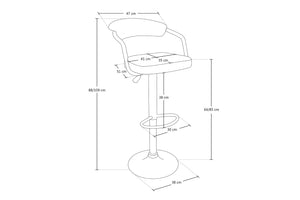 Sgabello da bar cucina con schienale e braccioli regolabile girevole in ecopelle nero - Nuoro - SG-10ENU