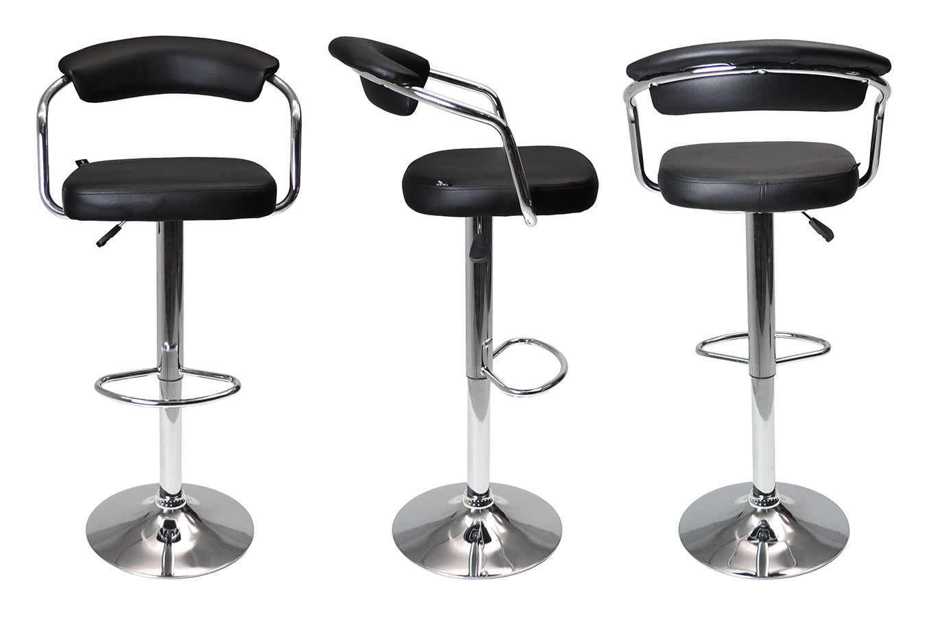 Sgabello da bar cucina con schienale e braccioli regolabile girevole in ecopelle nero - Nuoro - SG-10ENU