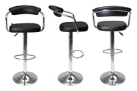 Sgabello da bar cucina con schienale e braccioli regolabile girevole in ecopelle nero - Nuoro - SG-10ENU