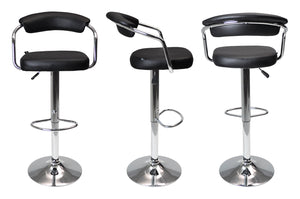 Sgabello da bar cucina con schienale e braccioli regolabile girevole in ecopelle nero - Nuoro - SG-10ENU