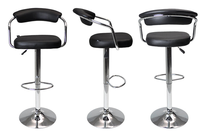 Sgabello da bar cucina con schienale e braccioli regolabile girevole in ecopelle nero - Nuoro - SG-10ENU