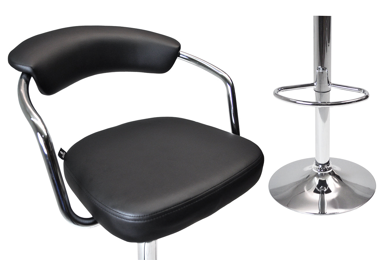 Sgabello da bar cucina con schienale e braccioli regolabile girevole in ecopelle nero - Nuoro - SG-10ENU