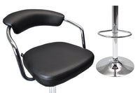 Sgabello da bar cucina con schienale e braccioli regolabile girevole in ecopelle nero - Nuoro - SG-10ENU