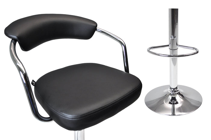 Sgabello da bar cucina con schienale e braccioli regolabile girevole in ecopelle nero - Nuoro - SG-10ENU