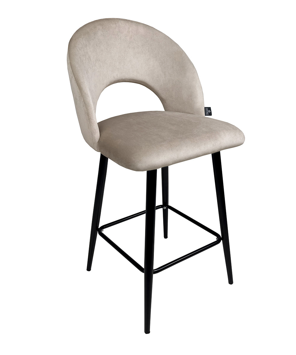 Sgabello cucina imbottito, sgabello alto in velluto tortora - Zoe - SG03ZOPM