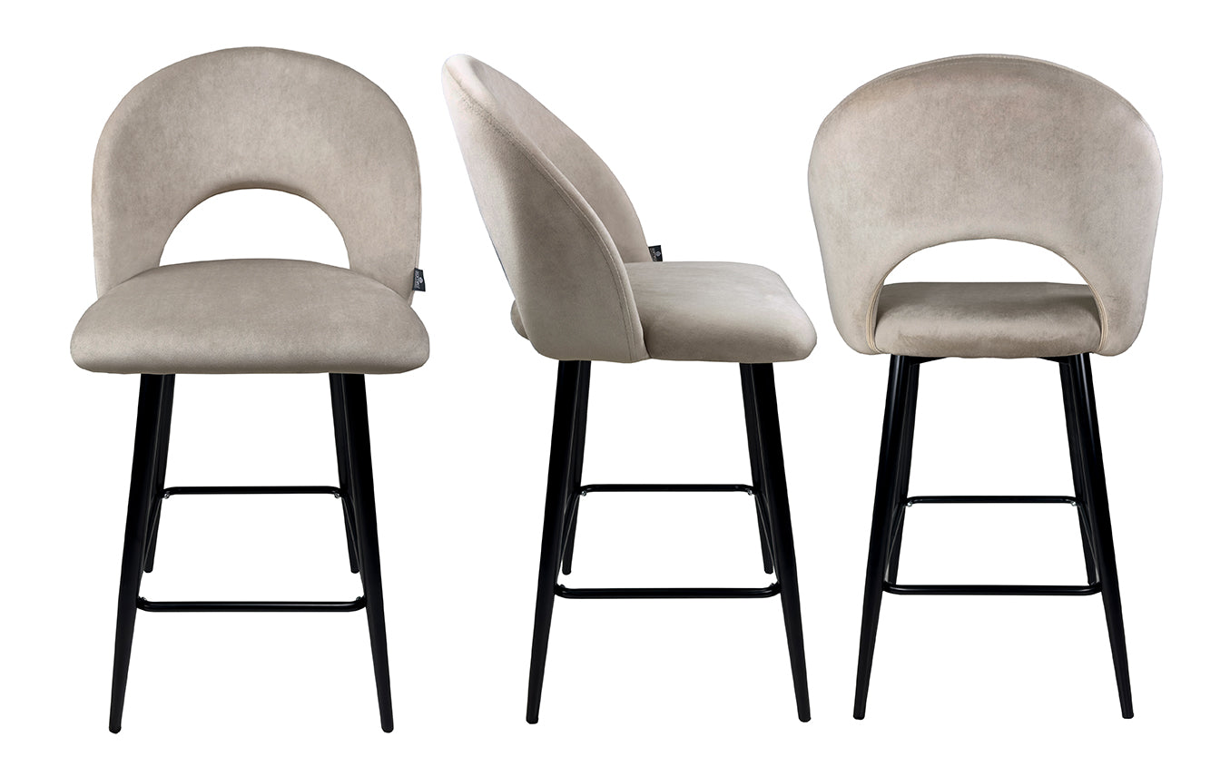 Sgabello cucina imbottito, sgabello alto in velluto tortora - Zoe - SG03ZOPM