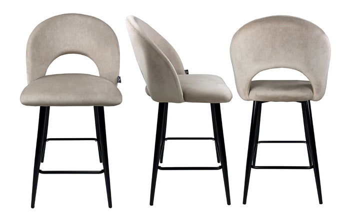 Sgabello cucina imbottito, sgabello alto in velluto tortora - Zoe - SG03ZOPM