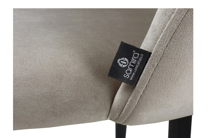 Sgabello cucina imbottito, sgabello alto in velluto tortora - Zoe - SG03ZOPM