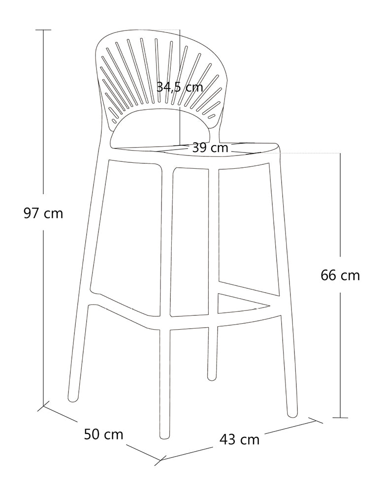 Sgabello cucina bianco in plastica, sgabello alto – Sunny