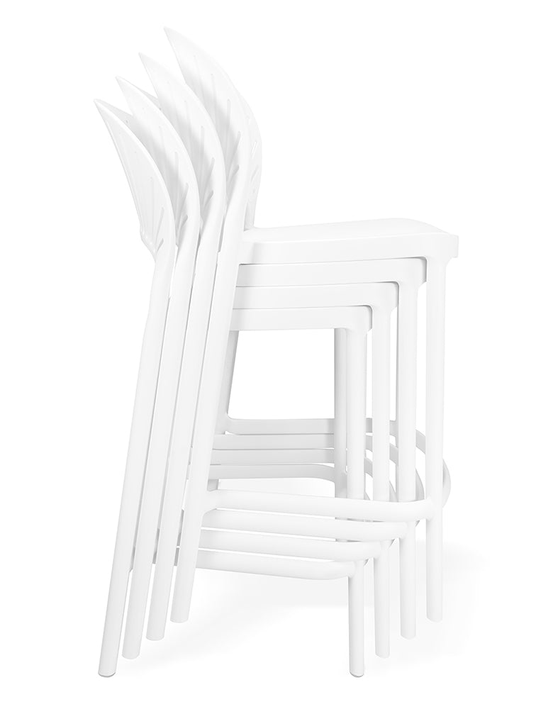 Sgabello cucina bianco in plastica, sgabello alto – Sunny