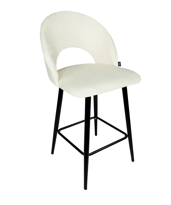 Sgabello cucina imbottito, sgabello alto in tessuto bouclÃ¨ bianco - Zoe - SG08ZOPM