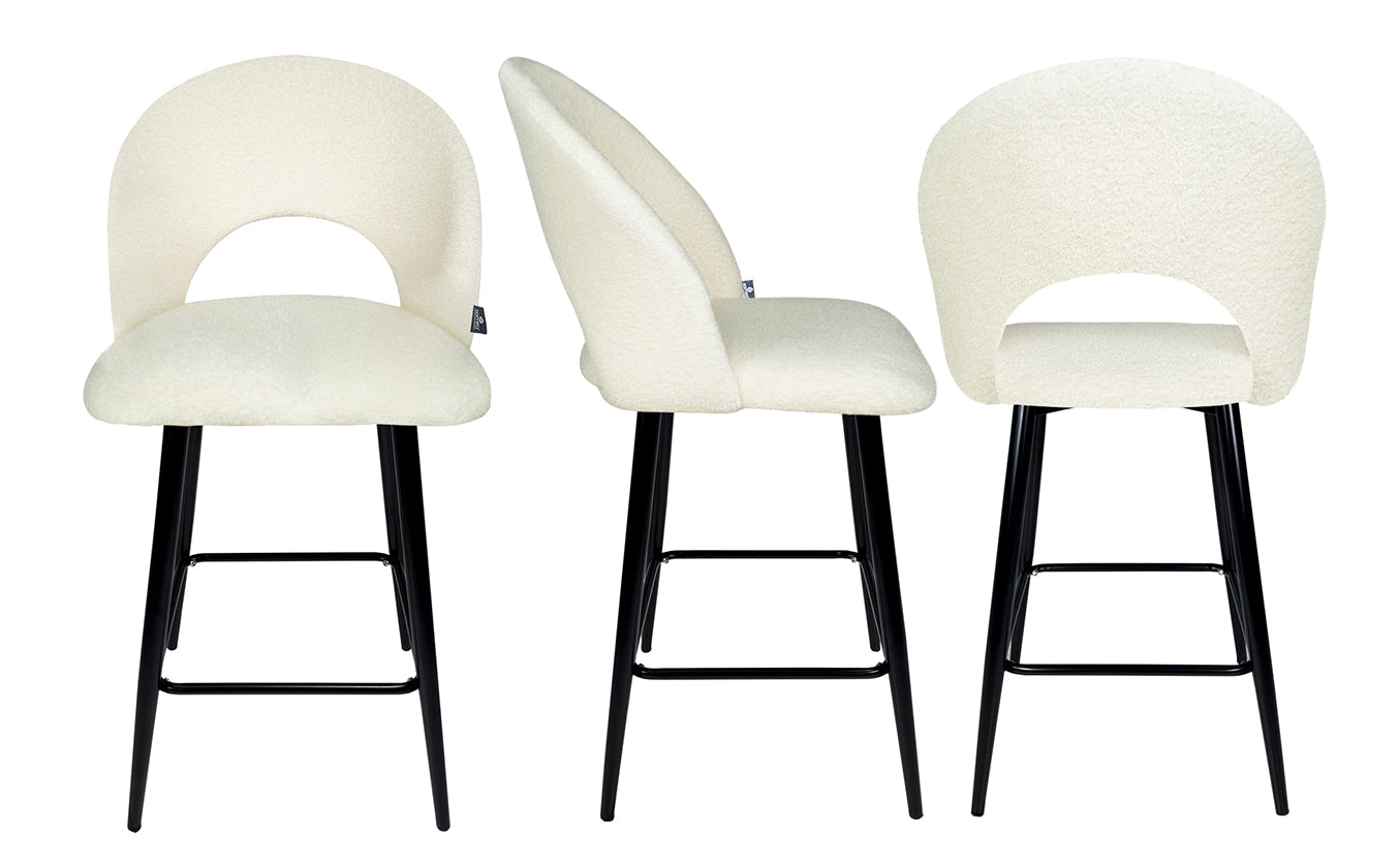 Sgabello cucina imbottito, sgabello alto in tessuto bouclÃ¨ bianco - Zoe - SG08ZOPM