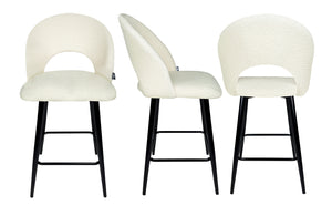 Sgabello cucina imbottito, sgabello alto in tessuto bouclÃ¨ bianco - Zoe - SG08ZOPM