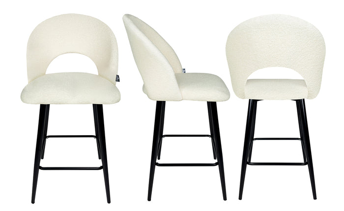 Sgabello cucina imbottito, sgabello alto in tessuto bouclÃ¨ bianco - Zoe - SG08ZOPM