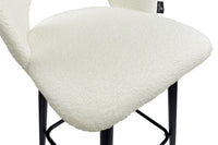 Sgabello cucina imbottito, sgabello alto in tessuto bouclÃ¨ bianco - Zoe - SG08ZOPM