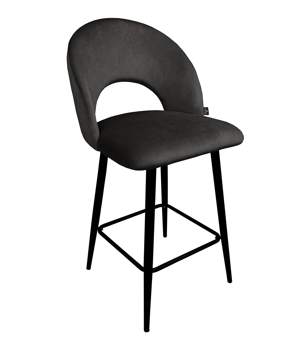 Sgabello cucina imbottito, sgabello alto in velluto nero - Zoe - SG10ZOPM