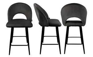 Sgabello cucina imbottito, sgabello alto in velluto nero - Zoe - SG10ZOPM