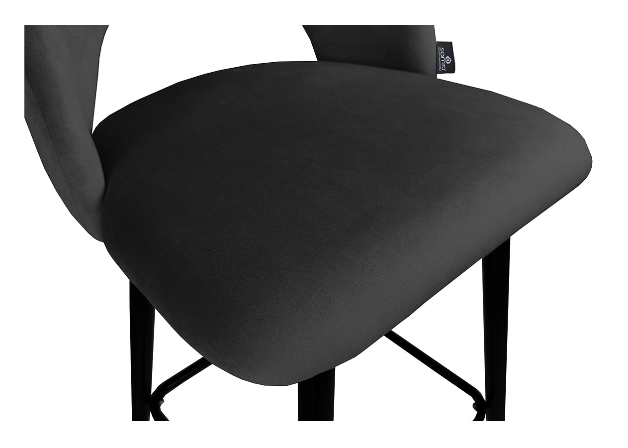 Sgabello cucina imbottito, sgabello alto in velluto nero - Zoe - SG10ZOPM