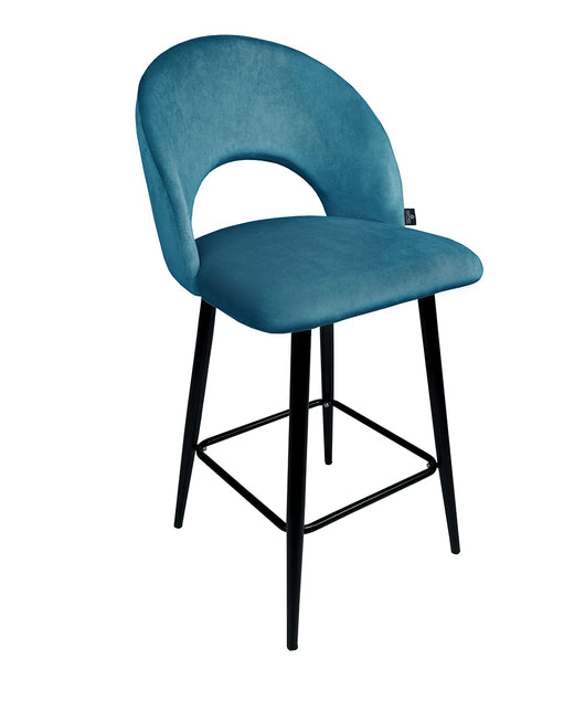 Sgabello cucina imbottito, sgabello alto in velluto blu petrolio - Zoe - SG27ZOPM