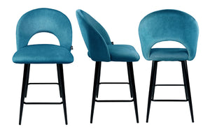 Sgabello cucina imbottito, sgabello alto in velluto blu petrolio - Zoe - SG27ZOPM