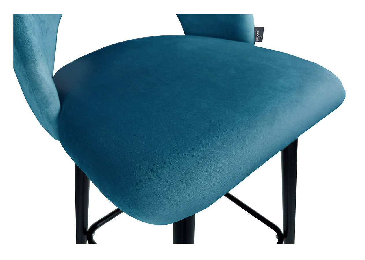 Sgabello cucina imbottito, sgabello alto in velluto blu petrolio - Zoe - SG27ZOPM