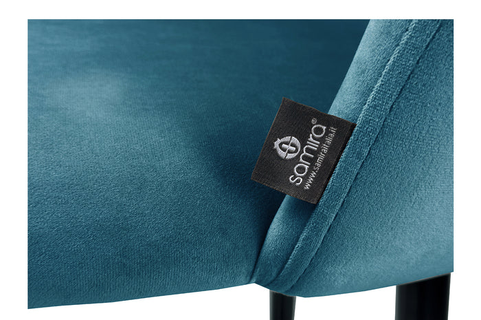 Sgabello cucina imbottito, sgabello alto in velluto blu petrolio - Zoe - SG27ZOPM