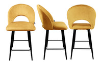 Sgabello cucina imbottito, sgabello alto in velluto giallo senape - Zoe - SG32ZOPM