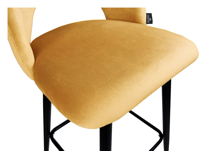Sgabello cucina imbottito, sgabello alto in velluto giallo senape - Zoe - SG32ZOPM