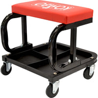 SGABELLO DA OFFICINA IMBOTTITO CON RUOTE E VASSOIO