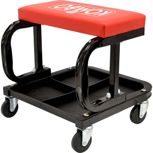 SGABELLO DA OFFICINA IMBOTTITO CON RUOTE E VASSOIO