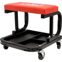 SGABELLO DA OFFICINA IMBOTTITO CON RUOTE E VASSOIO