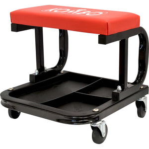 SGABELLO DA OFFICINA IMBOTTITO CON RUOTE E VASSOIO