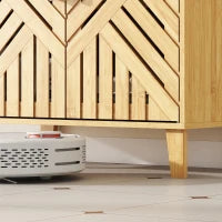 Mobile sottolavabo in Bambù con 2 Ante Doghe e Scaffale Regolabile per Lavabo senza Base 60x30x60 cm Naturale