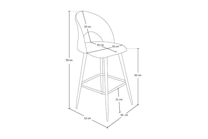 Sgabello cucina imbottito, sgabello alto in velluto giallo senape - Zoe - SG32ZOPM