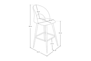 Sgabello cucina imbottito, sgabello alto in velluto tortora - Zoe - SG03ZOPM