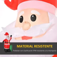 Babbo Natale Gonfiabile Luminoso 240cm con Sacchetto Regalo Luci LED Decorazione Natalizia