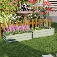 Set di 2 Letti per Orto Rialzati in Acciaio Zincato per Piante e Ortaggi, 100x100x30cm