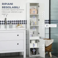 kleankin Mobile Bagno con 5 Ripiani Regolabili, Ante senza maniglie 30x28x152.5cm, Bianco