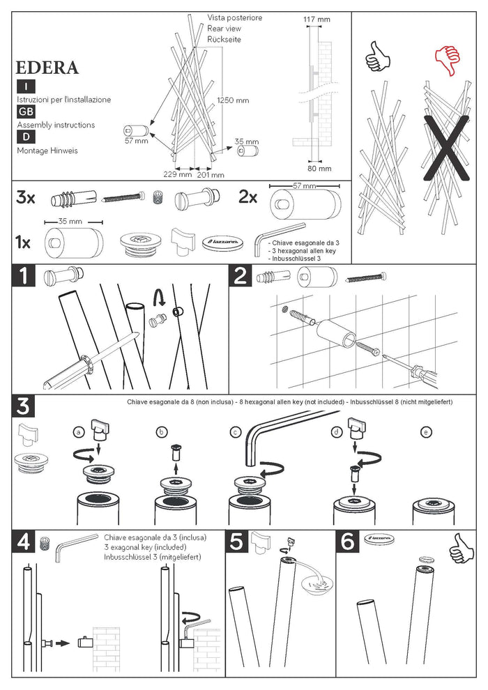 Radiatore ad acqua Edera 1731 mm x 567 mm Antracite