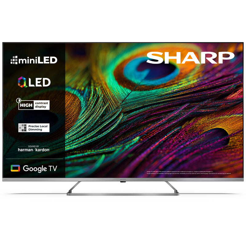 SHARP 65JP7265E - 65"" GOOGLE TV MINILED QLED 4K -  FRAMELESS - HARMAN / KARDON - AUDIO DOLBY DIGITAL+ / DTS HD - CHROMECAST - LIGHT GREY - IT