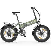 SHARP BILBAO (BK-FS08E-GY) FOLDABLE FAT E-BIKE (YELLOW/GREEN) - BICICLETTA ELETTRICA - RUOTE 20""X4"" - MOTORE 250W 36V - BATTERIA 36V 10AH CERTIFICATA - TELAIO IN ALLUMINIO - AUTONOMIA FINO AD 80KM - FORCELLA AMMORTIZZATA