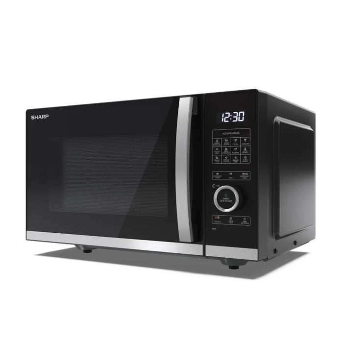 SHARP YC-QG254AE-B - FORNO A MICROONDE 25L - FLATBED - 1000W - CONTROLLO DIGITALE - 11 LIVELLI DI POTENZA - BLACK/SILVER
