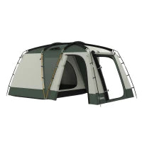 Tenda da Campeggio 4 Posti Impermeabile con Zona Notte e Zona Giorno, in Poliestere, 460x300x200 cm, Verde